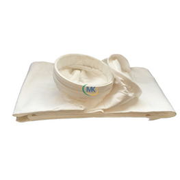 PTFE filter bag made of 100% PTFE fibers, showing smooth surface for easy dust release, with a thickness of 1.2 - 1.5mm.