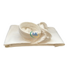 A close - up view of a Woven Fiberglass Filter Bag, showing its fine - woven fiberglass fabric texture. The bag is made of high - quality fiberglass material, which features excellent heat resistance, capable of withstanding temperatures up to 260°C continuously and 300°C momentarily. The fabric has a smooth surface with a PTFE coating, enhancing its anti - adhesion and anti - corrosion properties, and ensuring easy dust release. The bag's edge is neatly stitched, with reinforced seams for added durability.