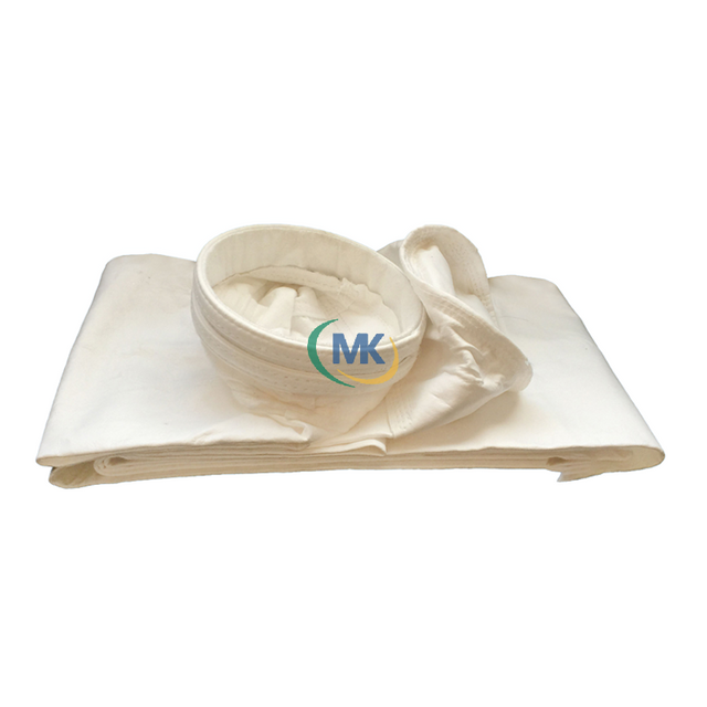 A close - up view of a Woven Fiberglass Filter Bag, showing its fine - woven fiberglass fabric texture. The bag is made of high - quality fiberglass material, which features excellent heat resistance, capable of withstanding temperatures up to 260°C continuously and 300°C momentarily. The fabric has a smooth surface with a PTFE coating, enhancing its anti - adhesion and anti - corrosion properties, and ensuring easy dust release. The bag's edge is neatly stitched, with reinforced seams for added durability.