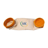 Glass Fiber Filter Bag Collar - White Background, Stainless Steel Ring Interface with Membrane-Coated Edge