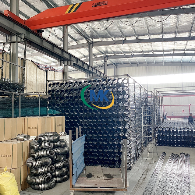 Filter cage with cross-reinforcing ribs for structural strength, used in heavy-duty mining equipment dust filters.